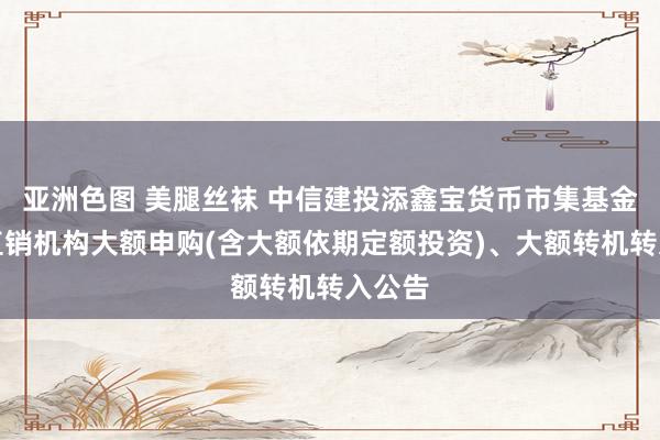 亚洲色图 美腿丝袜 中信建投添鑫宝货币市集基金暂停直销机构大额申购(含大额依期定额投资)、大额转机转入公告