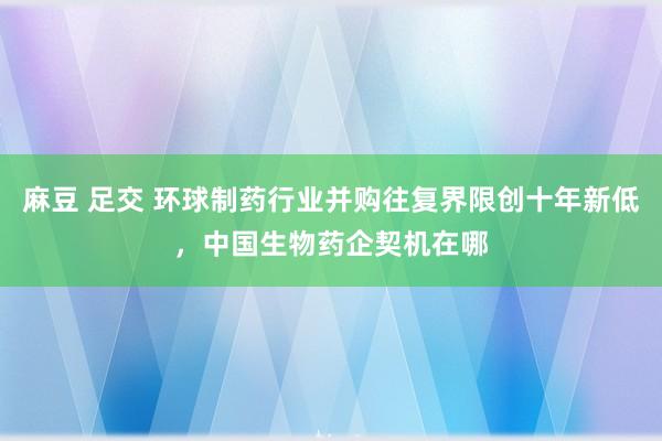 麻豆 足交 环球制药行业并购往复界限创十年新低，中国生物药企契机在哪