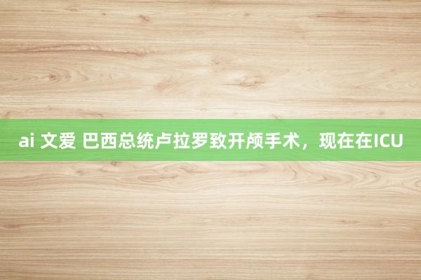 ai 文爱 巴西总统卢拉罗致开颅手术，现在在ICU