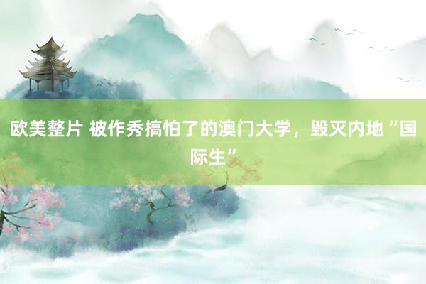 欧美整片 被作秀搞怕了的澳门大学，毁灭内地“国际生”