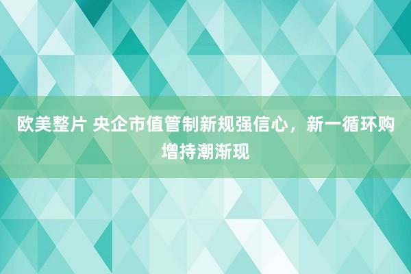 欧美整片 央企市值管制新规强信心，新一循环购增持潮渐现