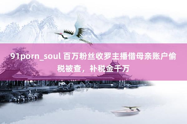 91porn_soul 百万粉丝收罗主播借母亲账户偷税被查，补税金千万