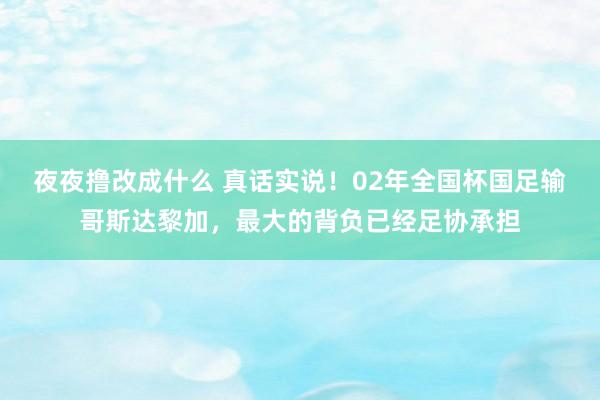 夜夜撸改成什么 真话实说!02年全国杯国足输哥斯达黎加,最大的背负已经足协承担