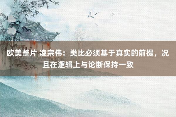 欧美整片 凌宗伟：类比必须基于真实的前提，况且在逻辑上与论断保持一致
