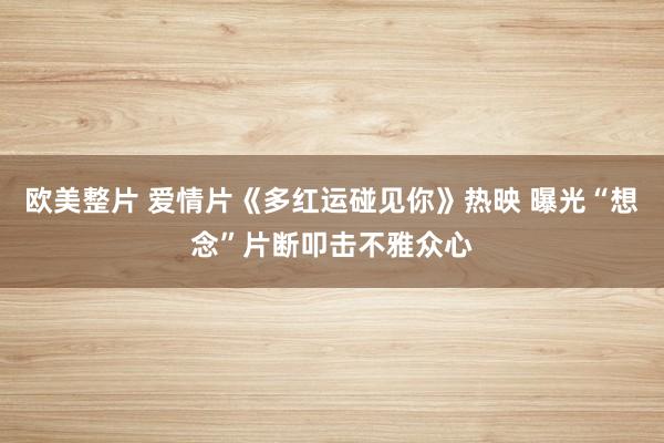 欧美整片 爱情片《多红运碰见你》热映 曝光“想念”片断叩击不雅众心