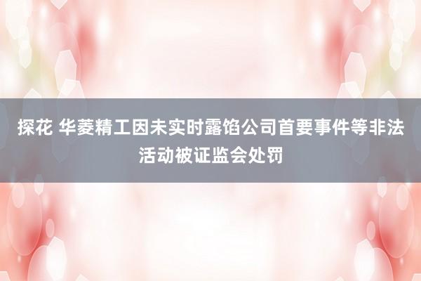 探花 华菱精工因未实时露馅公司首要事件等非法活动被证监会处罚