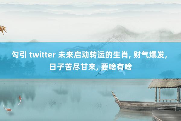 勾引 twitter 未来启动转运的生肖， 财气爆发， 日子苦尽甘来， 要啥有啥