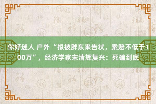 你好迷人 户外 “拟被胖东来告状，索赔不低于100万”，经济学家宋清辉复兴：死磕到底